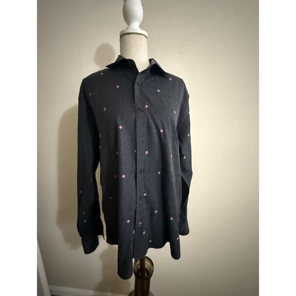Viscount Black Large Long Sleeve Button Down Shirt - Picture 1 of 9